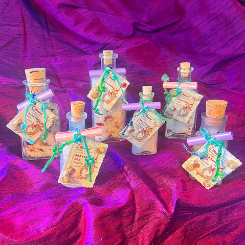 Set of 6 Sizes of Magical Kitty Mermaid Apothecary Bath Salts
