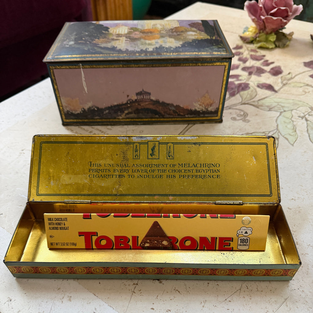 vintage cigarette tin box Vintage Cigarette Tin Egyptian Assortment Package Melachrino Cigarette –  Velvet & Sweet Pea's Purrfumery