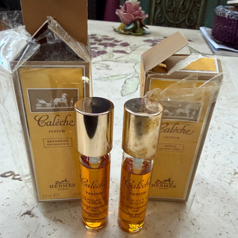 Vintage Hermes Caleche Parfum refillable spray bottles